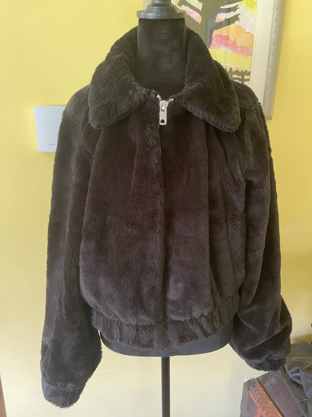 No Boundaries Black Plush Teddy Jacket with Cozy Collar